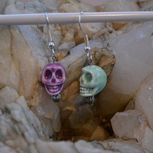 Multi- Colored Skull Earrings